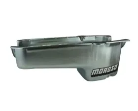 Moroso Wet Sump 6qt 8.25in Steel Oil Pan Chevrolet Small Block w/Passenger Side Dipstick 1986+