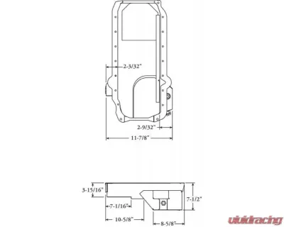 Moroso Wet Sump 5.5qt 7.5in Steel Oil Pan Chevrolet Small Block w/Passenger Side Dipstick 1986+ - 20185