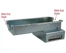 Moroso Road Race Baffled Wet Sump 7qt 8in Steel Oil Pan Ford 351W w/Front Sump & Billet End Seals