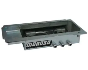 Moroso Fabricated Dry Sump 4in Steel Oil Pan GM LS w/Three Left Side Pick Ups