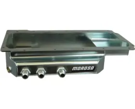 Moroso Fabricated Dry Sump 4in Steel Oil Pan GM LS w/Three Right Side Pick Ups