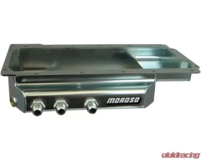 Moroso Fabricated Dry Sump 4in Steel Oil Pan GM LS w/Three Right Side Pick Ups - 21156