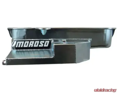 Moroso Wet Sump 8qt 6.5in Steel Oil Pan Chevrolet SBC w/1in Inspection Bung 1980-1985 - 21326