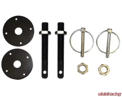 Moroso 2pc Black Aluminum 1/2in Hood Pin Set - 39005