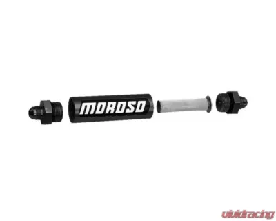 Moroso Aluminum 40 Micron SS Filter 6.5in -10An In-Line Fuel Filter - 65234