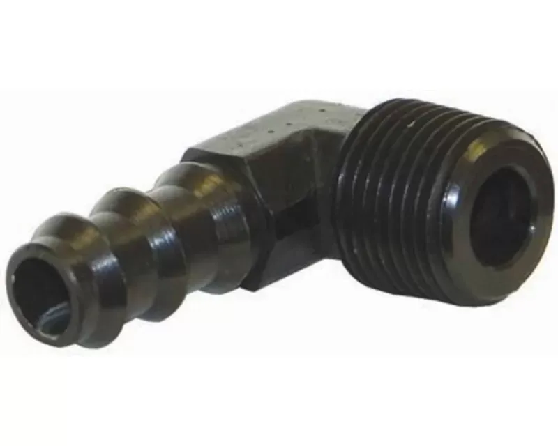 Moroso Single Black 90 Degree 3/8in to 3/8in Hose Air/Oil Separator Fuel Line Fitting - 65382