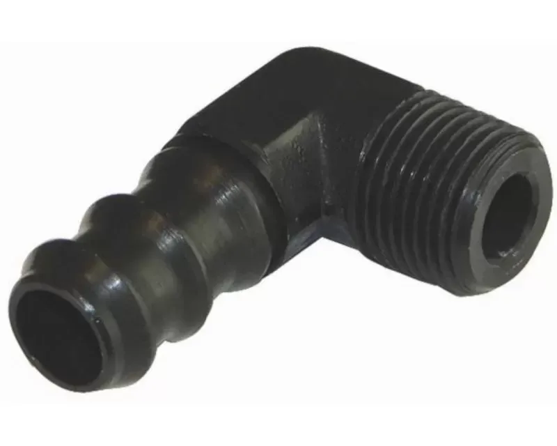Moroso Single Black 90 Degree 3/8in to 1/2in Hose Air/Oil Separator Fuel Line Fitting - 65388
