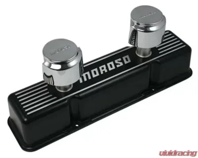 Moroso Black Finished Aluminum 1 Cover w/2 Breathers SBC Valve Cover - 68371