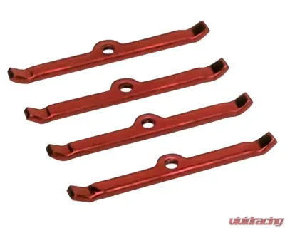 Moroso 4pc Red Powder Coat Steel SBC Valve Cover Hold Downs - 68505