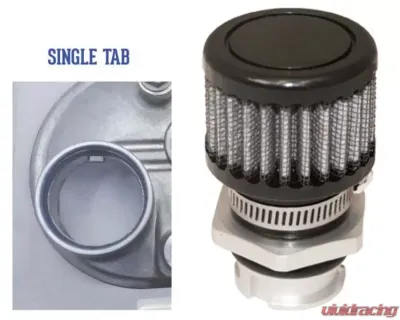 Moroso Black Finish Single Tab Oil Fill Hole OEM GM LS Valve Cover Breather Kit - 68846