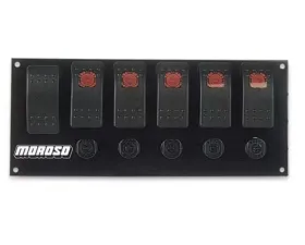 Moroso Five On/Off Switches 3.3888in x 8in LED Flat Surface Mount Rocker Switch Panel