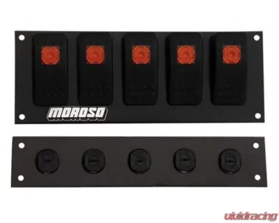 Moroso Five On/Off Switches 2.488in x 6.695in LED Flat Surface Mount Rocker Switch Panel - 74183