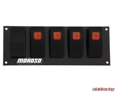 Moroso Four On/Off Switches 2.488in x 6.695in LED Flat Surface Mount Rocker Switch Panel - 74186