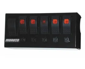 Moroso Five On/Off Switches 3.75in x 8in LED Cage Mount Rocker Switch Panel