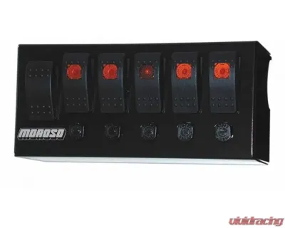 Moroso Five On/Off Switches 3.75in x 8in LED Cage Mount Rocker Switch Panel - 74190