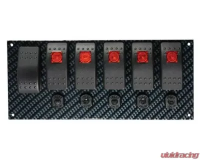 Moroso Grey/Black Fiber Design 8in x 3-13/32in LED Dash Mount Rocker Switch Panel - 74193
