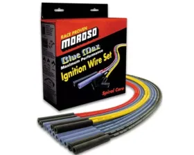 Moroso 135 Degree HEI Sleeved Spiral Core Blue Max Ford 289-302 Ignition Wire Set