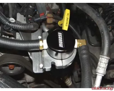 Moroso Black Finish Billet Aluminum Small Body Air/Oil Separator Catch Can Jeep 3.8L JK 2007-2011 - 85669