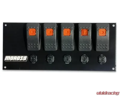 Moroso Five On/Off Switches 3-3/8in x 8in LED Flat Surface Mount Rocker Switch Panel - 74181