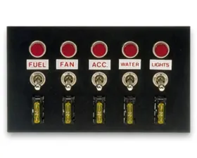 Moroso Five On/Off Switches 4in x 6.75in Accesory Toggle Switch Panel