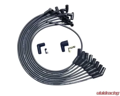 Moroso Over Valve Cover 135 Deg Plug End HEI Dist Unsleeved Ultra Spark Plug Wire Set Black BBC - 51042
