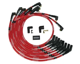 Moroso 135 Deg Plug Boots Non-HEI Sleeved Ultra Spark Plug Wire Set Red SB Ford 260 | 289 | 302