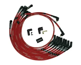 Moroso 135 Deg Plug Boots Non-HEI Sleeved Ultra Spark Plug Wire Set Red SB Ford 351W