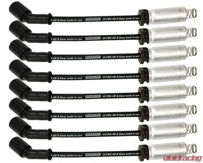 Moroso 8.5mm Ultra 40 9.75" Long Wire Set w/Aluminum Heatshield Black GM LS | LT - 73744