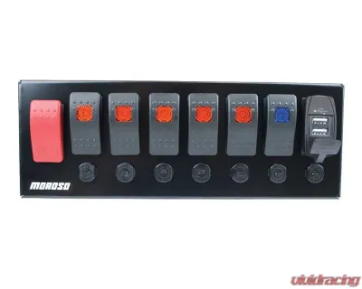 Moroso Switch Panel Rocker LED With USB & Breakers Rollcage - 74196