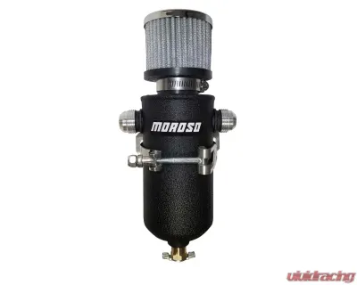 Moroso 12AN Male Fittings Catch Can Breather Tank Black Powder Coat - 85753