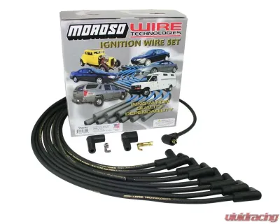 Moroso Non-HEI Under Header Unsleeved 90 Deg Mag Tune Ignition Wire Set Black Chevrolet Small Block - 9865M