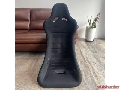 Car Make Corn's Black Fabric Green Stitch Universal 1 Seat Bucket Seat - CMC-BKST-BKGR