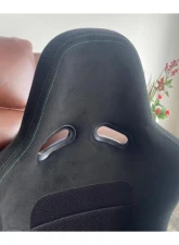 Car Make Corn's Black Fabric Green Stitch Universal 1 Seat Bucket Seat                                     - CMC-BKST-BKGR - Image 2