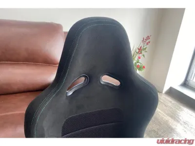 Car Make Corn's Black Fabric Green Stitch Universal 1 Seat Bucket Seat - CMC-BKST-BKGR