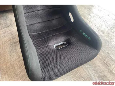 Car Make Corn's Black Fabric Green Stitch Universal 1 Seat Bucket Seat - CMC-BKST-BKGR