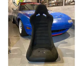 Car Make Corn's Black Fabric Silver Stitch Universal 1 Seat Bucket Seat