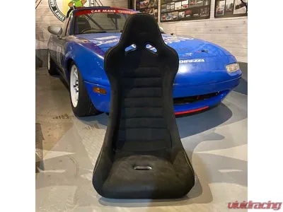 Car Make Corn's Black Fabric Silver Stitch Universal 1 Seat Bucket Seat - CMC-BKST-BKSL