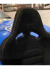 Car Make Corn's Black Fabric Silver Stitch Universal 1 Seat Bucket Seat                                     - CMC-BKST-BKSL - Image 2