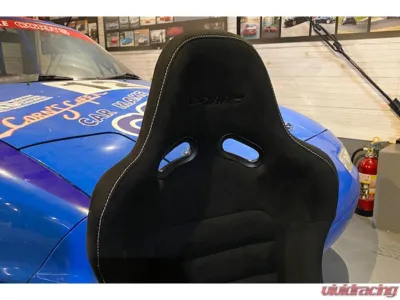 Car Make Corn's Black Fabric Silver Stitch Universal 1 Seat Bucket Seat - CMC-BKST-BKSL