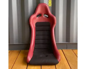 Car Make Corn's Red Leather Black Mesh Universal 1 Seat Bucket Seat
