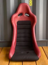 Car Make Corn's Red Leather Black Mesh Universal 1 Seat Bucket Seat                                     - CMC-BS-RDL-BKMESH - Image 2