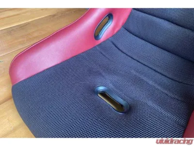 Car Make Corn's Red Leather Black Mesh Universal 1 Seat Bucket Seat - CMC-BS-RDL-BKMESH