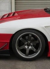 Car Modify Wonder FRP Glare GT Front Fenders, 50mm Nissan 240SX 1996-1998                                     - CMW-FF5GL-FR-S14K - Image 2