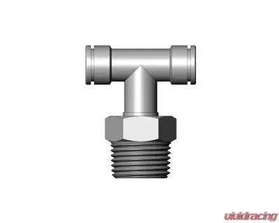 ReadyAir 1/4" PTC x 1/4" PTC x 1/4" NPT Nickel Plated Self Sealing Tee Fitting - 88-90004