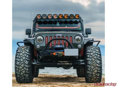 CrawlTek Inferno Black Front Bumper Flat Top Stinger Jeep Wrangler JK 2007-2018 - CWLJK11021