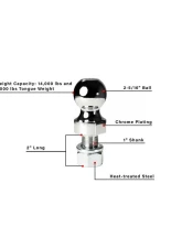 BulletProof Hitches BulletProof 2-5/16" Threaded Ball, 1" Shank, 14,000 lbs Capacity                                     - 2516THREADEDBALL - Image 5