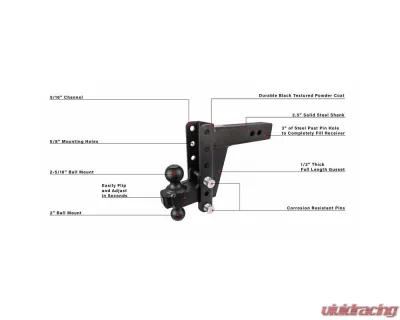 BulletProof Hitches BulletProof 2.5" Shank Heavy Duty 6" Drop/Rise Hitch for 2010+ 2500/F250 - HD256