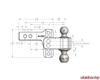 BulletProof Hitches BulletProof 2.0" Aluminum Medium Duty Drop/Rise Hitch 14,000 lbs Capacity - AL202