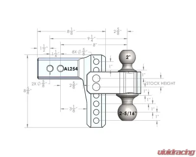 BulletProof Hitches BulletProof 2.5" Aluminum Medium Duty Hitch 4" Drop/Rise 14,000 lbs - AL254