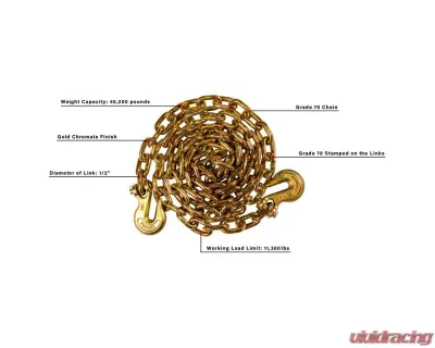 BulletProof Hitches BulletProof Extreme Duty 1/2" x 20' Transport Chain, Grade 70, 46,000 lbs Capacity - BPEDTRANSPORT20